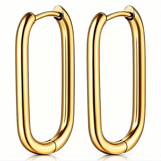 Minimalistische congo staaf oorbellen (2.3cm) in 18K verguld roestvrij staal. Waterproof en hypoallergeen. DAUW JUWELEN.