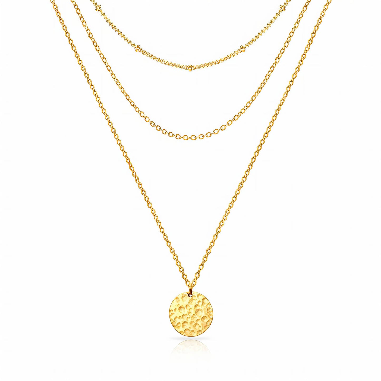Fijne ketting met hanger (1.2x1.2cm) in 18K verguld roestvrij staal. Verstelbaar, waterproof en hypoallergeen. DAUW JUWELEN.