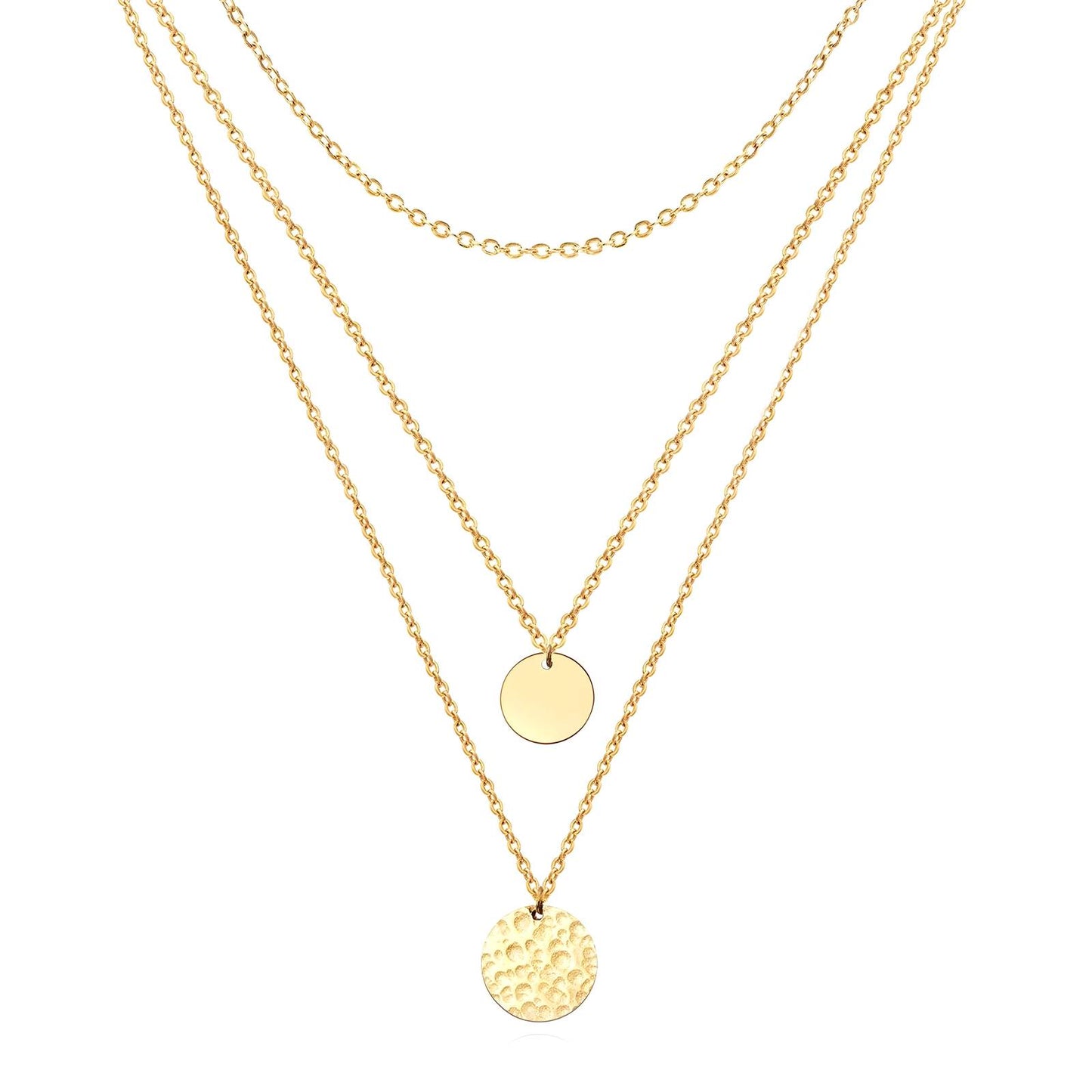 Elegante ketting met twee hangers in 18K verguld roestvrij staal. Verstelbaar, waterproof en hypoallergeen. DAUW JUWELEN.
