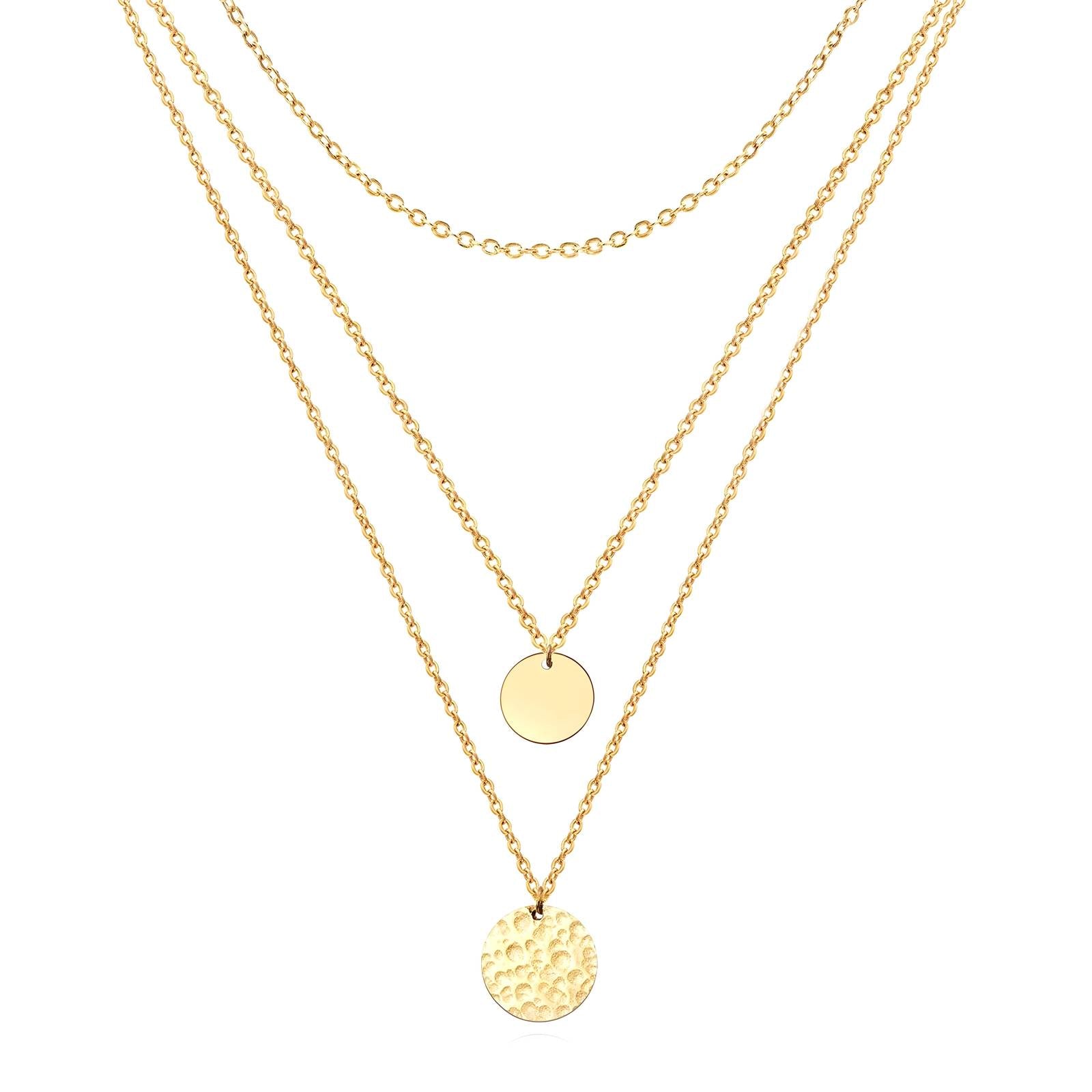 Elegante ketting met twee hangers in 18K verguld roestvrij staal. Verstelbaar, waterproof en hypoallergeen. DAUW JUWELEN.