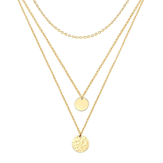 Elegante ketting met twee hangers in 18K verguld roestvrij staal. Verstelbaar, waterproof en hypoallergeen. DAUW JUWELEN.