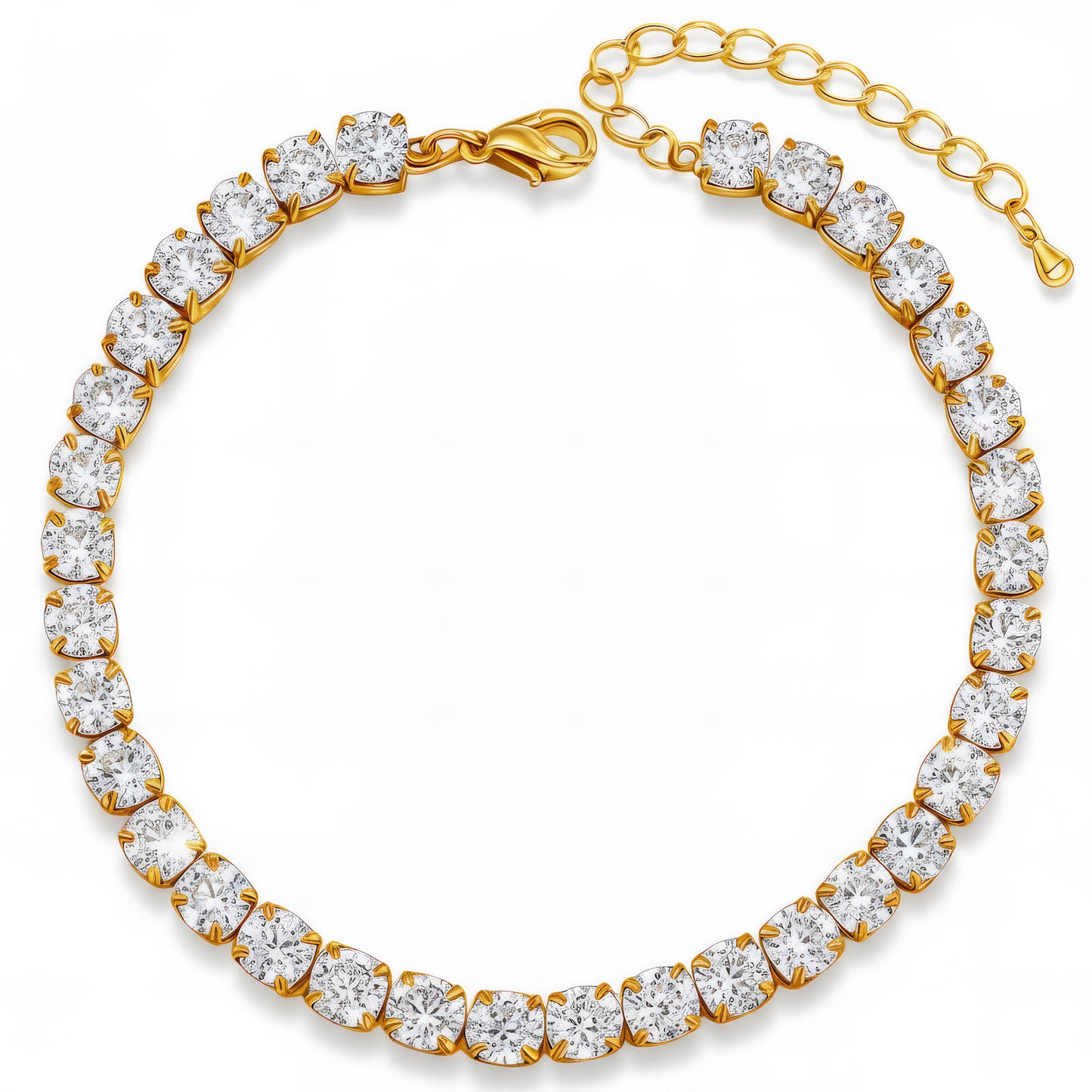 Klassieke tennis armband (16+5cm) met cubic zirkonia in 18K verguld roestvrij staal. Waterproof en hypoallergeen. DAUW JUWELEN.