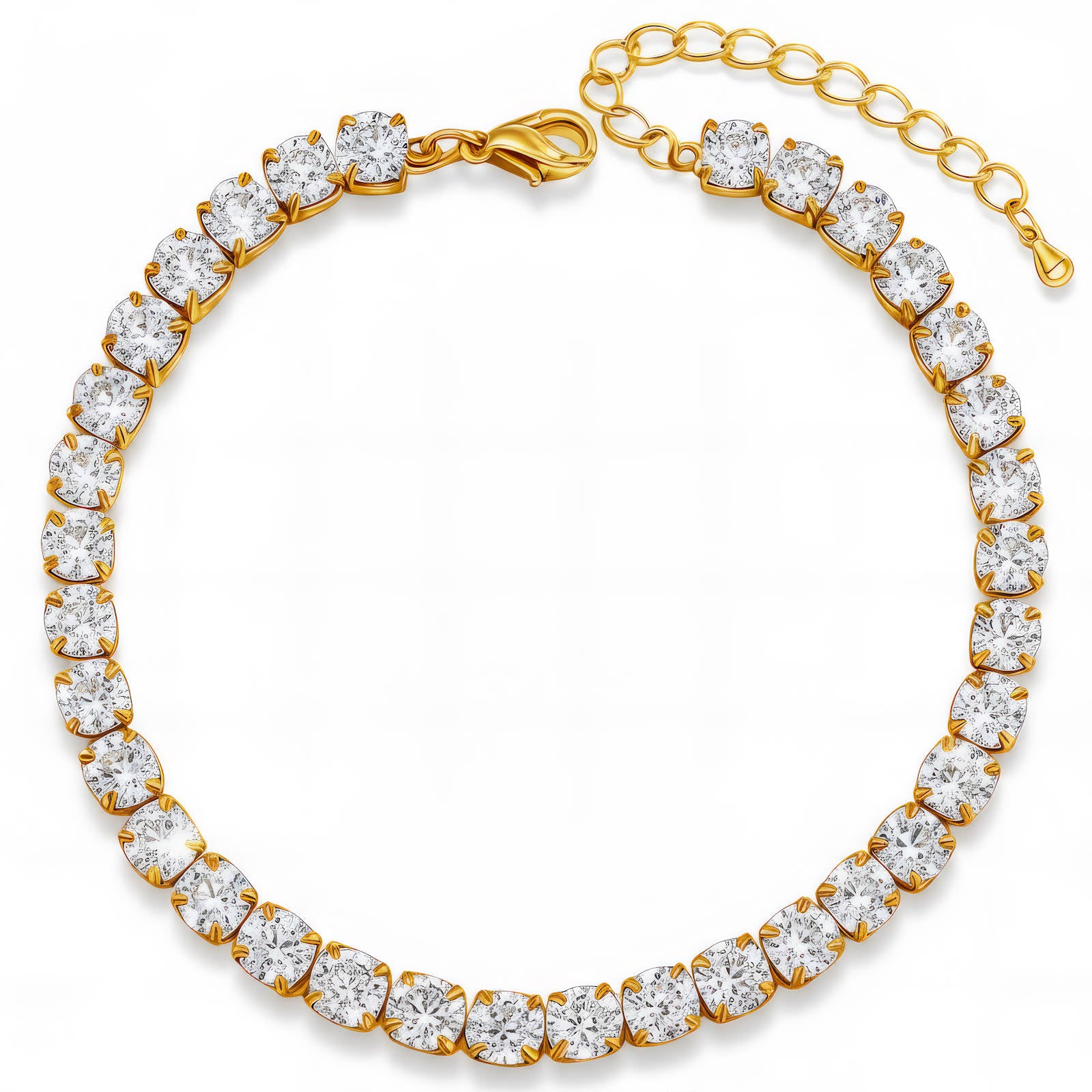 Klassieke tennis armband (16+5cm) met cubic zirkonia in 18K verguld roestvrij staal. Waterproof en hypoallergeen. DAUW JUWELEN.