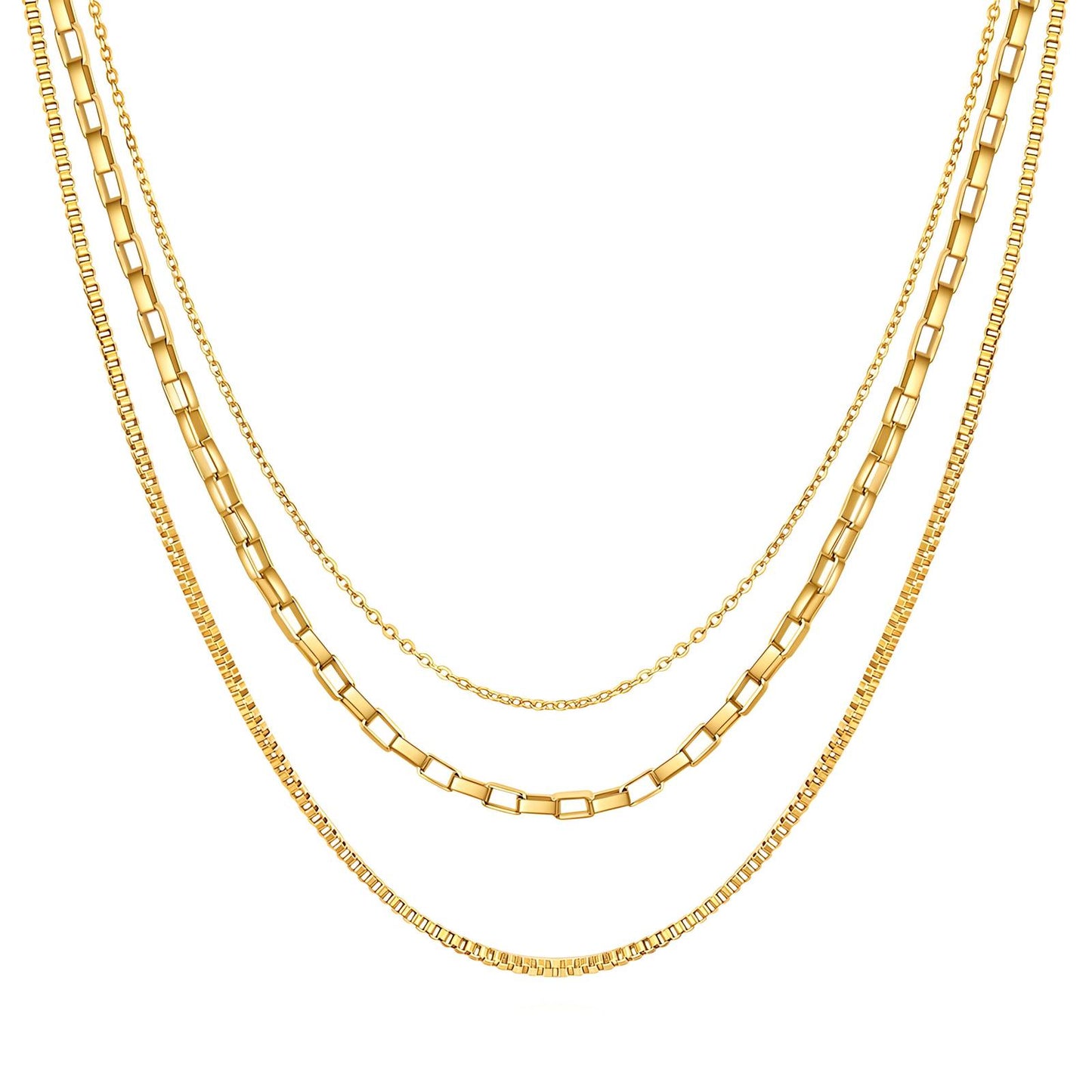 Elegante verstelbare ketting (41/43/46+5cm) in 18K verguld roestvrij staal. Waterproof en hypoallergeen. DAUW JUWELEN.