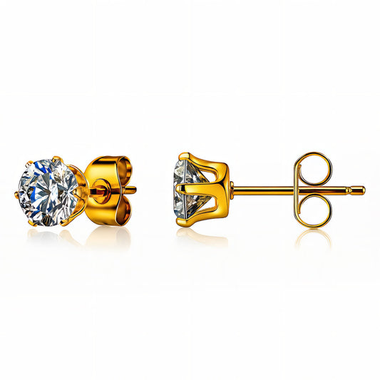 "Zirkonia stud oorbellen goud 18K verguld roestvrij staal | DAUW JUWELEN"