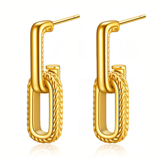 "Gouden stud oorbellen 2.6cm 18K verguld roestvrij staal | DAUW JUWELEN"