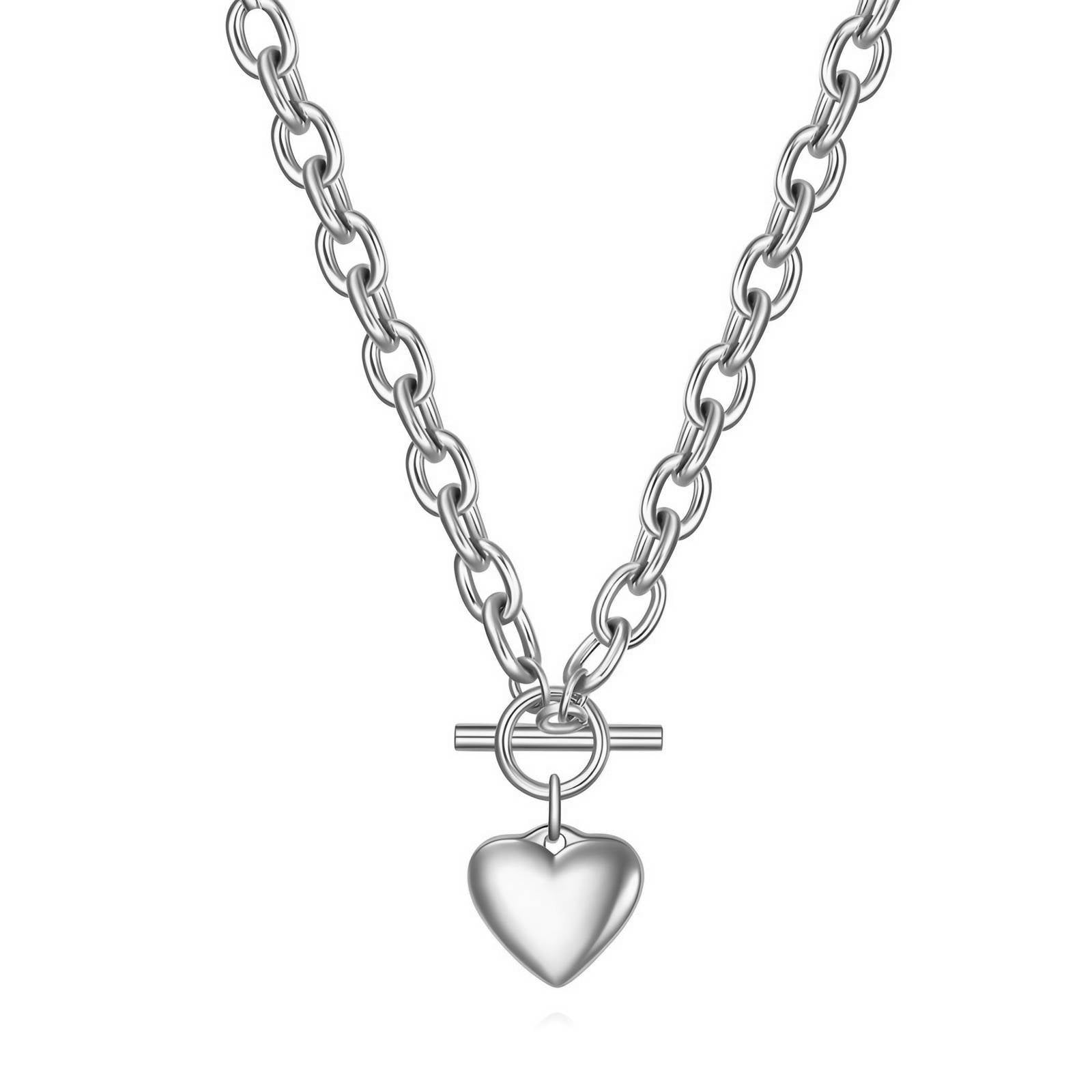 Romantische hart ketting (50cm) in roestvrij staal. Waterproof en hypoallergeen. Tijdloos design van DAUW JUWELEN.