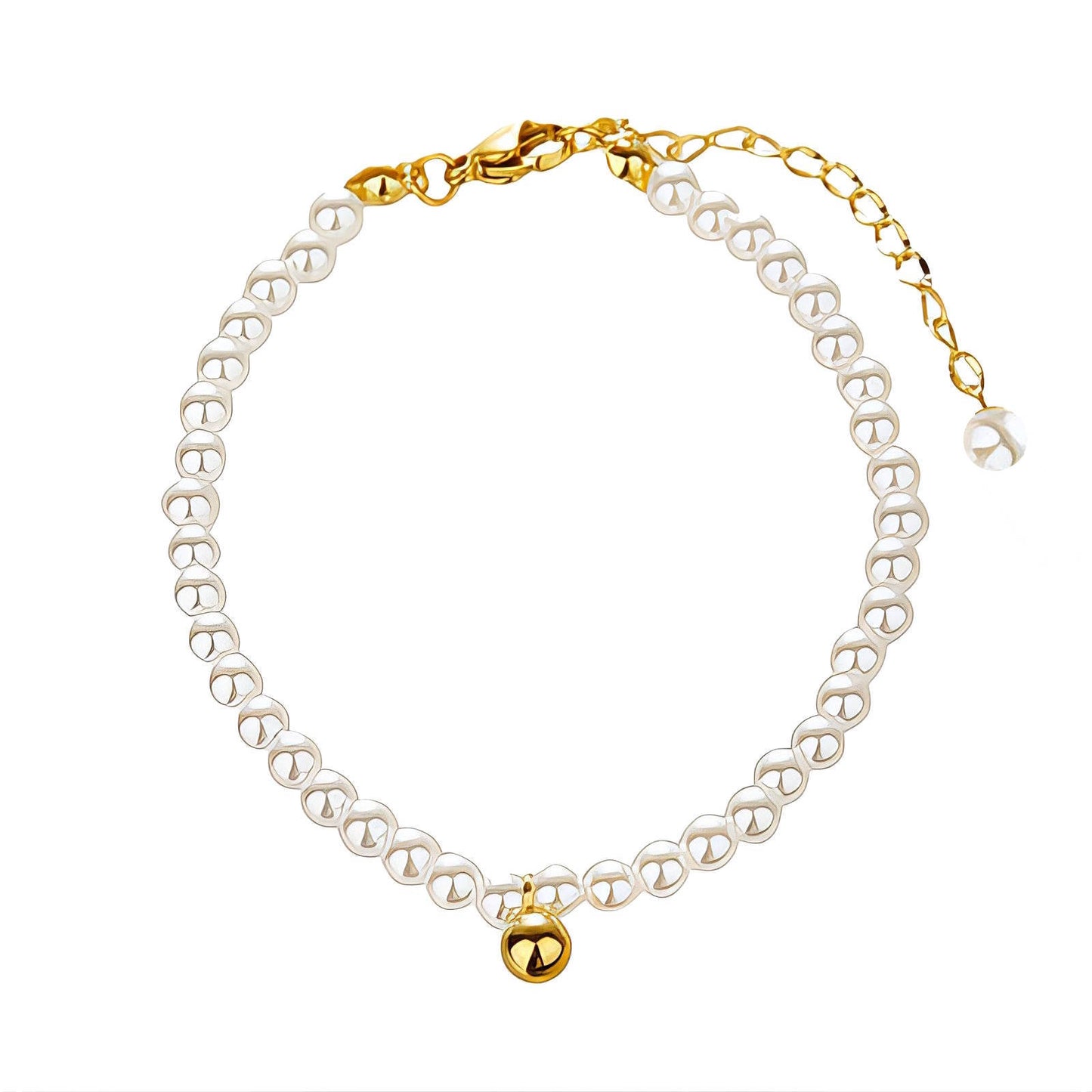 Elegante armband met parelimitatie in 18K verguld staal. Verstelbaar (18+6cm), waterproof en hypoallergeen. DAUW JUWELEN.