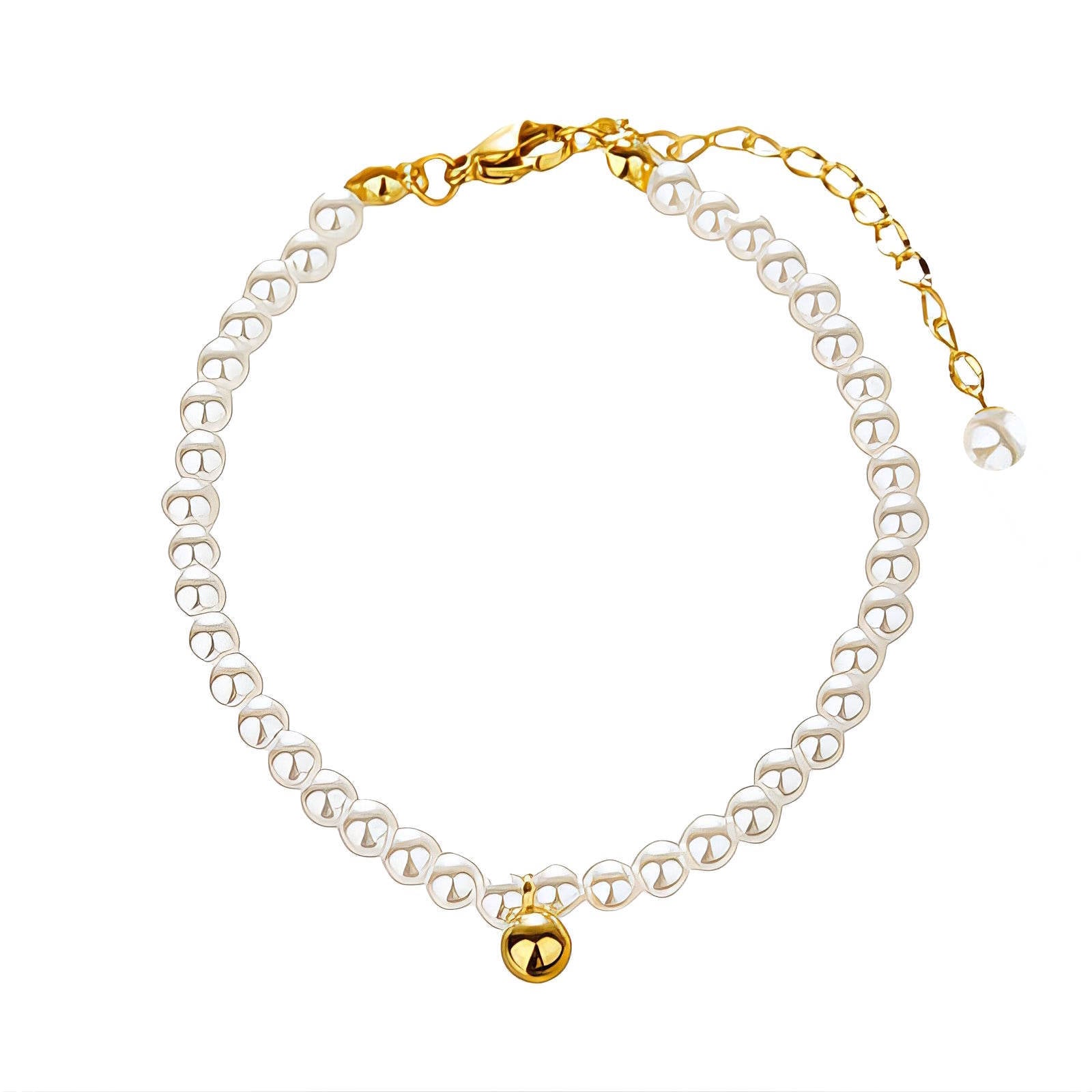 Elegante armband met parelimitatie in 18K verguld staal. Verstelbaar (18+6cm), waterproof en hypoallergeen. DAUW JUWELEN.