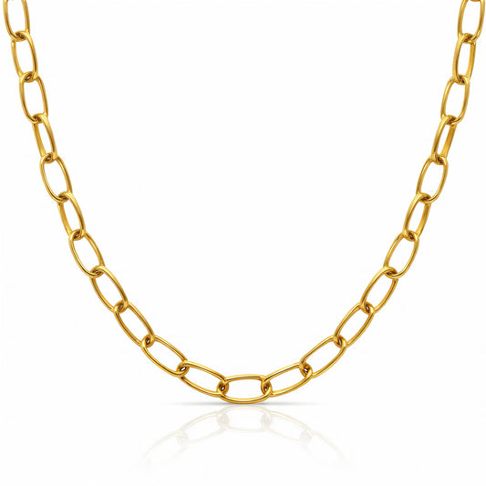 Klassieke gouden ketting in 18K verguld roestvrij staal, 40 + 5 cm. Waterproof en hypoallergeen. Tijdloze elegantie van DAUW JUWELEN.