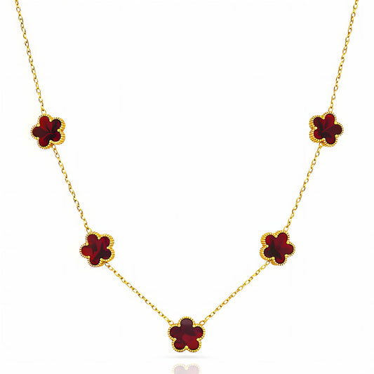 Delicate bloemen ketting met hanger (39+5cm) in 18K verguld roestvrij staal. Waterproof en hypoallergeen. DAUW JUWELEN.