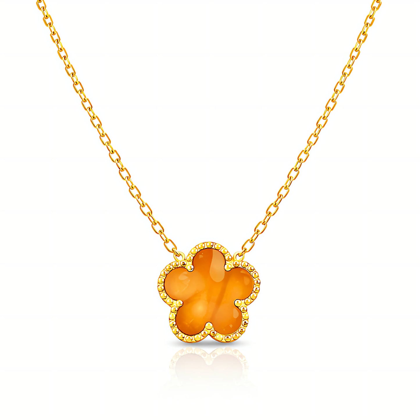 Tijdloze bloemen ketting (46+5cm) in 18K verguld roestvrij staal. Waterproof en hypoallergeen. Shop bij DAUW JUWELEN.