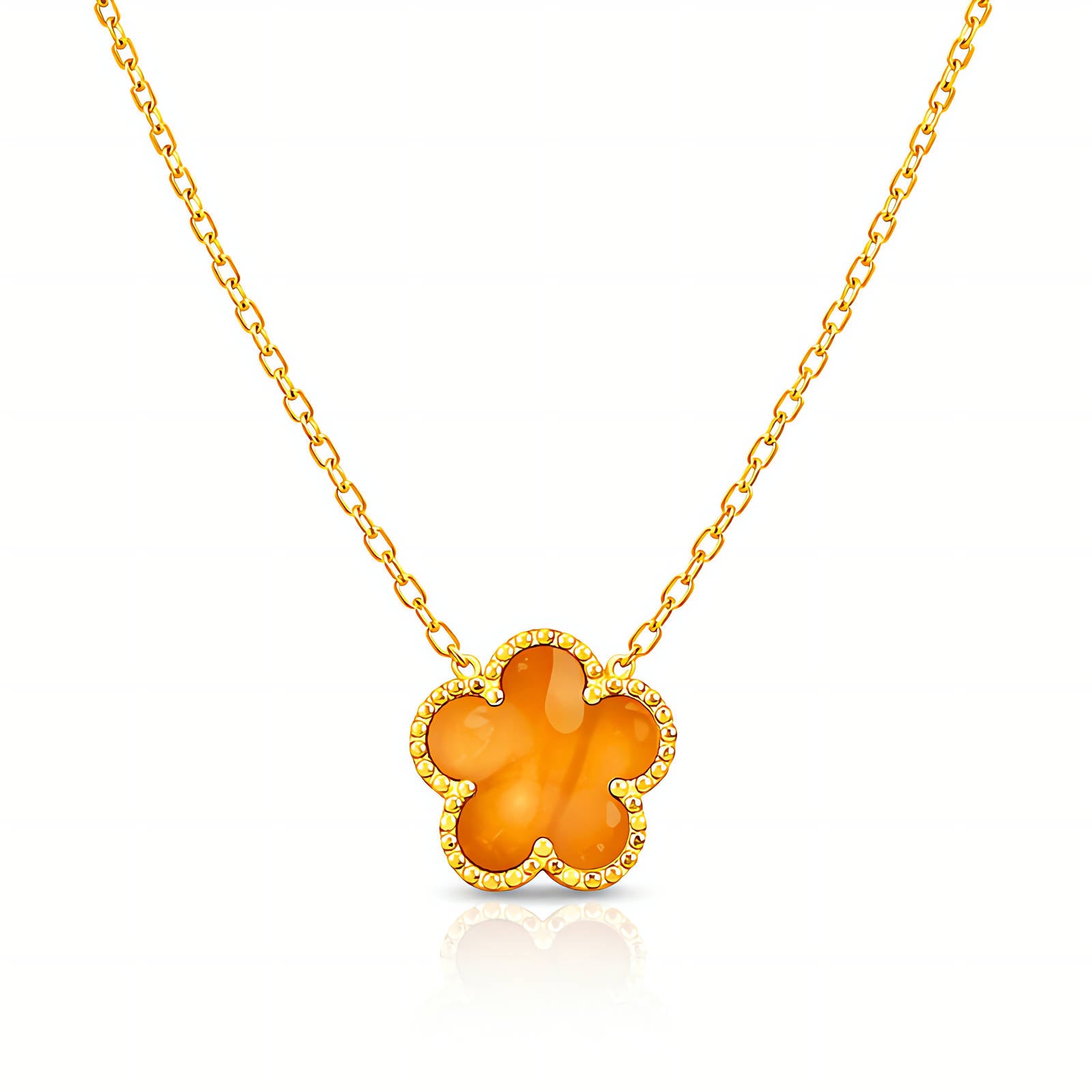 Tijdloze bloemen ketting (46+5cm) in 18K verguld roestvrij staal. Waterproof en hypoallergeen. Shop bij DAUW JUWELEN.