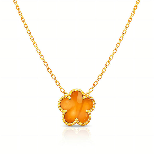 Tijdloze bloemen ketting (46+5cm) in 18K verguld roestvrij staal. Waterproof en hypoallergeen. Shop bij DAUW JUWELEN.