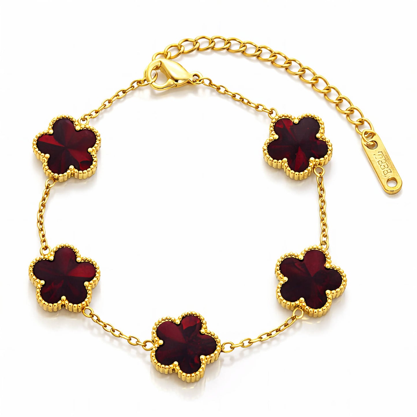 Fijne bloemen armband (17+5cm) in 18K verguld roestvrij staal. Waterproof en hypoallergeen. Shop bij DAUW JUWELEN.